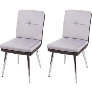 Set van 2 eetkamerstoelen MCW-G48, keukenstoel gestoffeerde stoel fauteuil, kunstleer fluweel ~ grijs