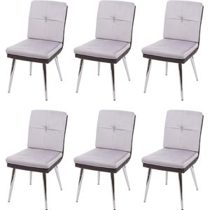 Set van 6 eetkamerstoelen MCW-G48, keukenstoel gestoffeerde stoel fauteuil, kunstleer fluweel MVG-gecertificeerd ~ grijs