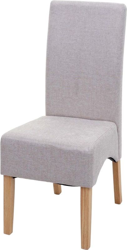 Esszimmerstuhl Crotone, Küchenstuhl Stuhl, Stoff/Textil MVG-zertifiziert ~ creme-beige, helle Beine