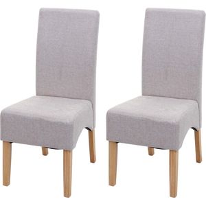 Set van 2 Latina eetkamerstoelen, keukenstoel, stof/textiel ~ crème beige, lichtgekleurde poten