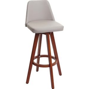 Barkruk MCW-C43, barkruk counter stool, hout imitatieleer draaibaar ~ taupe