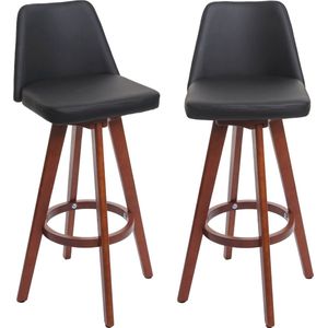 Set van 2 barkrukken MCW-C43, barkruk counter stool, hout imitatieleer draaibaar ~ zwart