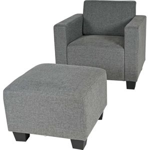 Modulaire fauteuil-loungestoel met voetenbank Lyon, stof/textiel ~ grijs