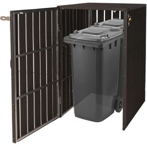 XL 1er-/2er-WPC-Mülltonnenverkleidung MCW-J28, Mülltonnenbox, Metall Holzoptik, erweiterbar ~ anthrazit