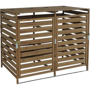 XL 2-zits/4-zits afvalbox MCW-H62, afvalbox, uitschuifbaar 114x133x97cm massief hout ~ donkerbruin