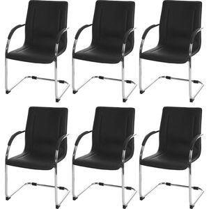 Set van 6 eetkamerstoel Samara, vrijdragende keukenstoel fauteuil stoel, staal ~ zwart