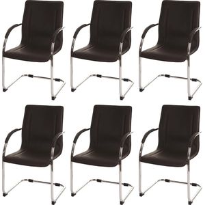 Set van 6 eetkamerstoel Samara, vrijdragende keukenstoel fauteuil stoel, staal ~ bruin