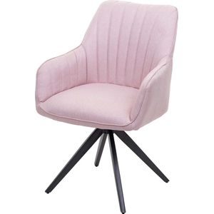 Eetkamerstoel MCW-H73, keukenstoel fauteuil, retro staal stof/textiel ~ roze