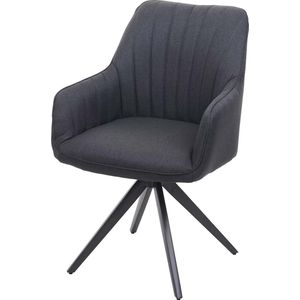 Eetkamerstoel MCW-H73, keukenstoel fauteuil, retro staal stof/textiel ~ donkergrijs