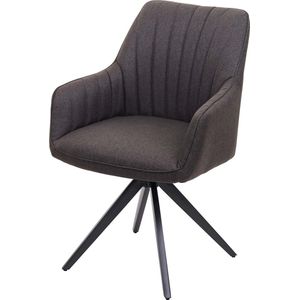 Eetkamerstoel MCW-H73, keukenstoel fauteuil, retro staal stof/textiel ~ grijsbruin