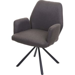 Eetkamerstoel MCW-H71, keukenstoel fauteuil stoel, stof/textiel staal ~ grijs-bruin