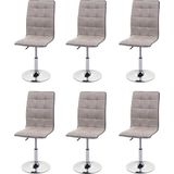6er-Set Esszimmerstuhl MCW-C41, Stuhl Küchenstuhl, höhenverstellbar drehbar, Stoff/Textil MVG ~ creme-grau