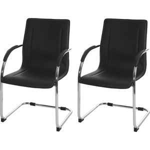 Set van 2 eetkamerstoel Samara, vrijdragende keukenstoel fauteuil stoel, staal ~ zwart