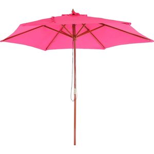 Parasol Florida, tuinparasol marktparasol, Ø 3m polyester/hout ~ roze