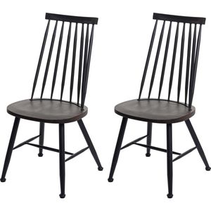 Set van 2 eetkamerstoelen MCW-G69, keuken/bistrostoel, massief hout retro design metaal gastronomie ~ antraciet