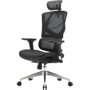 SIHOO bureaustoel bureaustoel ergonomisch, lendensteun hoge rugleuning 3D armleuningen ~ mesh zwart
