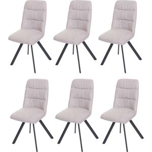 Set van 6 eetkamerstoelen MCW-J69, keukenstoel, draaibare autostoel, fluweel ~ crème-beige