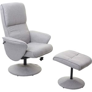 Helsinki relaxfauteuil, verstelbare TV-fauteuil TV-fauteuil met kruk ~ stof/textiel, lichtgrijs