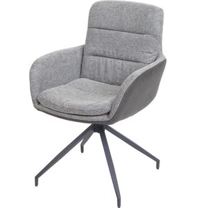 Eetkamerstoel MCW-K32, keukenstoel fauteuil stoel, draaibare auto positie, stof / textiel ~ grijs-donkergrijs
