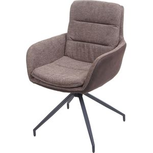 Eetkamerstoel MCW-K32, keukenstoel fauteuil stoel, draaibare auto positie, stof / textiel ~ bruin-donkerbruin