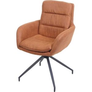 Eetkamerstoel MCW-K32, keukenstoel fauteuil stoel, draaibare auto positie, stof/textiel ~ suède look bruin