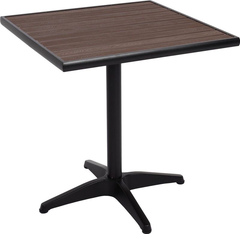 Gartentisch MCW-J95, Balkontisch Bistrotisch, Gastronomie Outdoor-Beschichtung Alu Holzoptik ~ schwarz, dunkelbraun