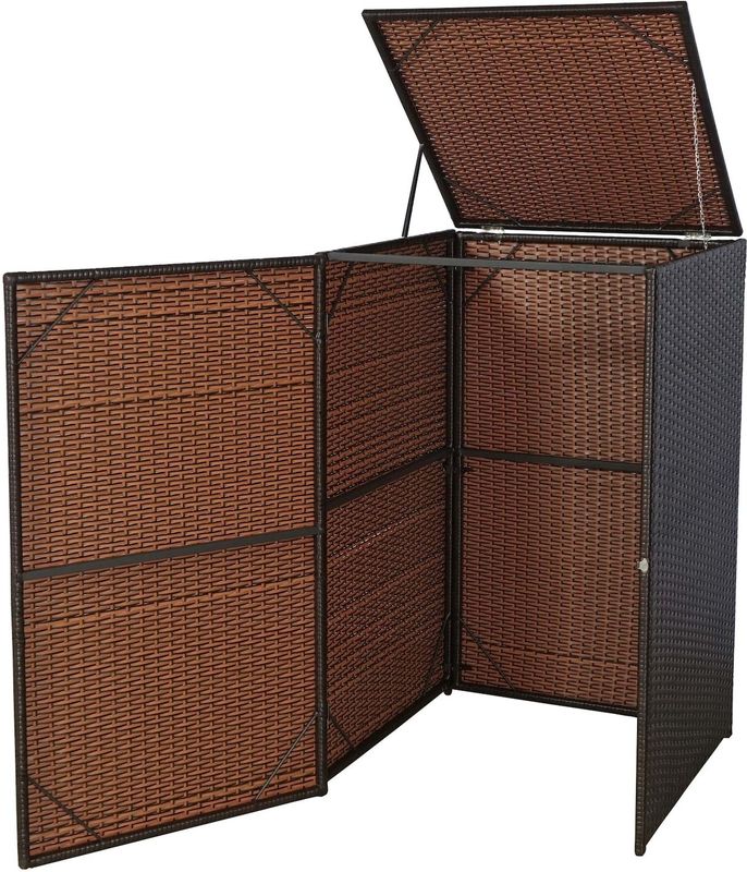 Mülltonnenverkleidung MCW-E25, Mülltonnenbox Mülltonnenabdeckung, Poly-Rattan 120l ~ braun