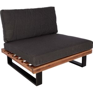 Loungestoel MCW-H54, tuinstoel, gesponnen polyaciahout MVG-gecertificeerd aluminium ~ bruin, donkergrijze bekleding