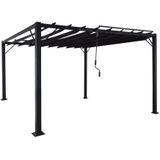 Pergola MCW-L40, Garten Lamellen-Pavillon Terrassenüberdachung, 8cm-Alu-Gestell Stoff/Textil, 3x3m anthrazit