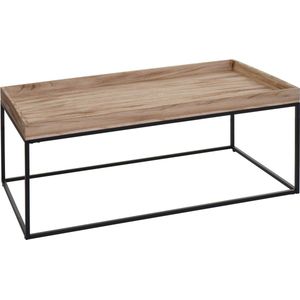 Salontafel MCW-K71, salontafel bijzettafel, massief hout metaal 46x110x60cm ~ natuurlijke kleur