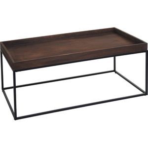 Salontafel MCW-K71, salontafel bijzettafel, massief hout metaal 46x110x60cm ~ donkerbruin