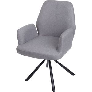 Eetkamerstoel MCW-H71, keukenstoel fauteuil stoel, draaibare auto positie stof/textiel staal ~ lichtgrijs