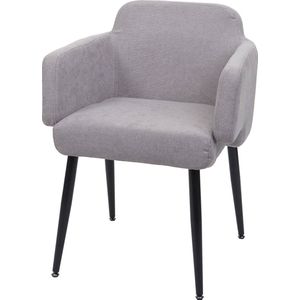 Eetkamerstoel MCW-L13, gestoffeerde stoel keukenstoel met armleuningen, stof/textiel metaal ~ grijs