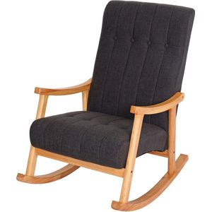 Schommelstoel MCW-K10, schommelstoel relax ~ stof/textiel donkergrijs, frame bruin