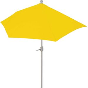 Parla halfronde parasol, balkonparasol, UV 50+ polyester/aluminium 3kg ~ 270cm geel zonder voet
