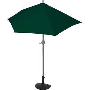 Parla halfronde parasol, balkonparasol, UV 50+ polyester/aluminium 3kg ~ 270cm groen met voet