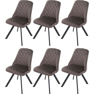 Set van 6 eetkamerstoel MCW-K25, keukenstoel, fauteuil, gestoffeerde stoel, metaalfluweel ~ donkerbruin