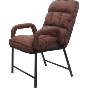 Eetkamerstoel MCW-K40, gestoffeerde stoel, 160kg belastbaar rugleuning verstelbaar metaal ~ stof/textiel donkerbruin