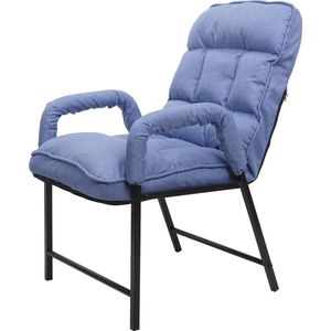 Eetkamerstoel MCW-K40, stoel gestoffeerd, 160kg belastbaar rugleuning verstelbaar metaal ~ stof/textiel blauw