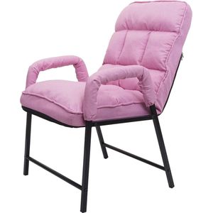 Eetkamerstoel MCW-K40, stoel gestoffeerd, 160kg belastbaar rugleuning verstelbaar metaal ~ stof/textiel roze
