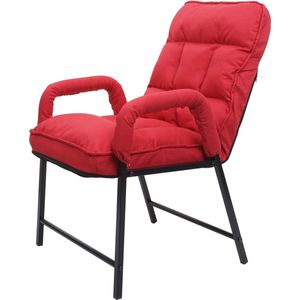 Eetkamerstoel MCW-K40, stoel gestoffeerd, 160kg belastbaar rugleuning verstelbaar metaal ~ stof/textiel rood