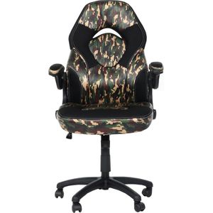 Bureaustoel MCW-K13, draaistoel gamestoel, ergonomisch, verstelbare armleuning, kunstleer ~ camouflage-zwart