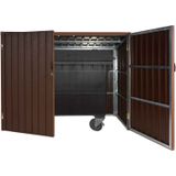 Mülltonnenverkleidung MCW-J29, Mülltonnenbox für Müllcontainer 660-1100L, WPC Metall 172x213x160cm ~ braun