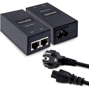 kwmobile PoE Injector - Power over Ethernet 48V 24W - 100 Mbps - IEEE 802.3af - Stroomtoevoer en dataverbinding via netwerkkabel