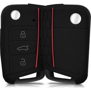 kwmobile autosleutel hoesje geschikt voor VW Golf 7 MK7 3-knops autosleutel hoes - Siliconen autosleutel behuizing - Auto sleutel case met honingraat - Sleuteletui in zwart
