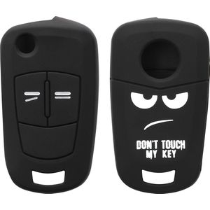 kwmobile autosleutel hoesje geschikt voor Opel Vauxhall 2-knops inklapbare autosleutel - Autosleutel behuizing in wit / zwart - Don't Touch My Key design