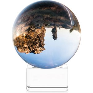 Navaris glazen bol voor fotografie - Fotobol met standaard - Heldere kristallen bal met voet - Lensball Ø 80 mm