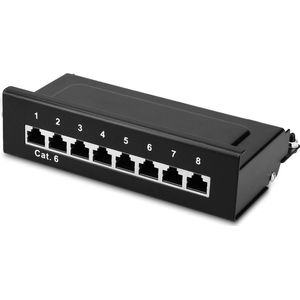 kwmobile - Cat6 Patchpaneel - 8-poorts - Grijs - Voor Wandmontage en Serverkast