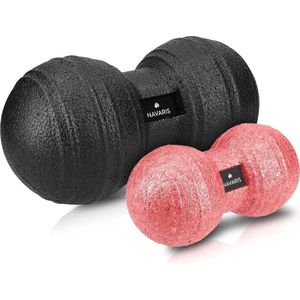 Navaris 2x peanut duo massage ball - In twee maten - Bal voor zelfmassage - Triggerpoint massage - Massagebal in pindavorm - Verschillende kleuren