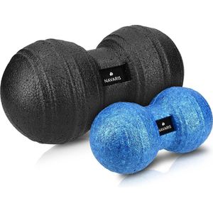 Navaris 2x peanut duo massage ball - In twee maten - Bal voor zelfmassage - Triggerpoint massage - Massagebal in pindavorm - Verschillende kleuren